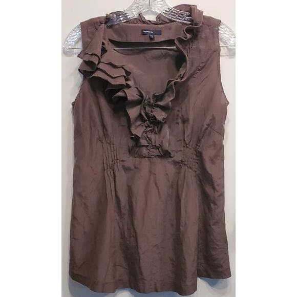 Gap Maternity Light Weight Brown Ruffle Neck Sleeveless Top Size Medium - Picture 1 of 6